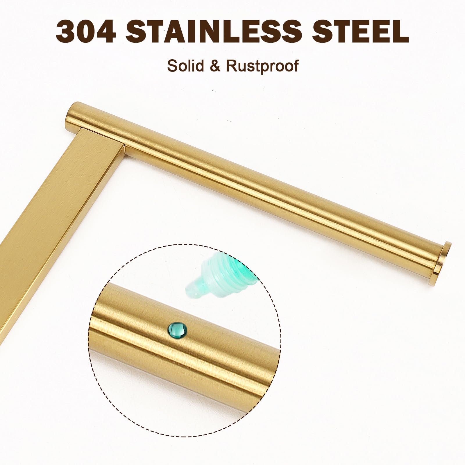 Toallero para toallas de mano para baño, toallero de pie en forma de L, organizador de encimera de tocador o cocina, material de acero inoxidable SUS304, base de mármol, dorado