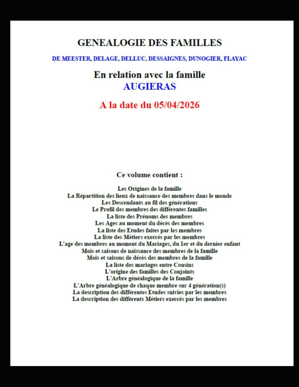 Généalogie Augieras - Familles des conjoints - Tome II