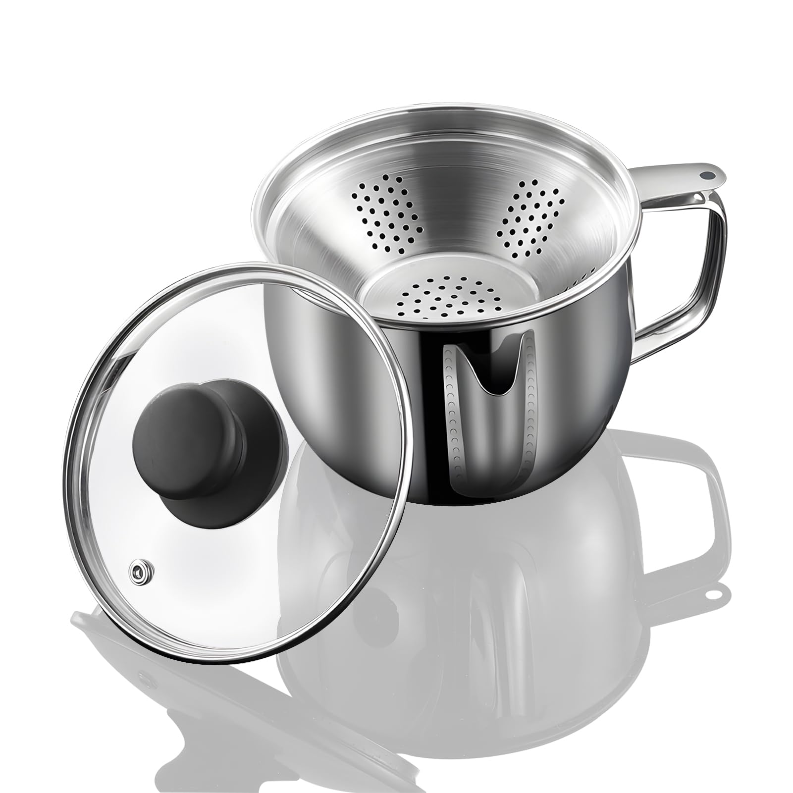 Séparateur de Graisse D'huile, 1000ML Filtre Huile Alimentaire en Acier Inoxydable 304, Pot à Huile de Soupe de Filtre à Huile Domestique pour Bol de Séparation D'huile de Sauce