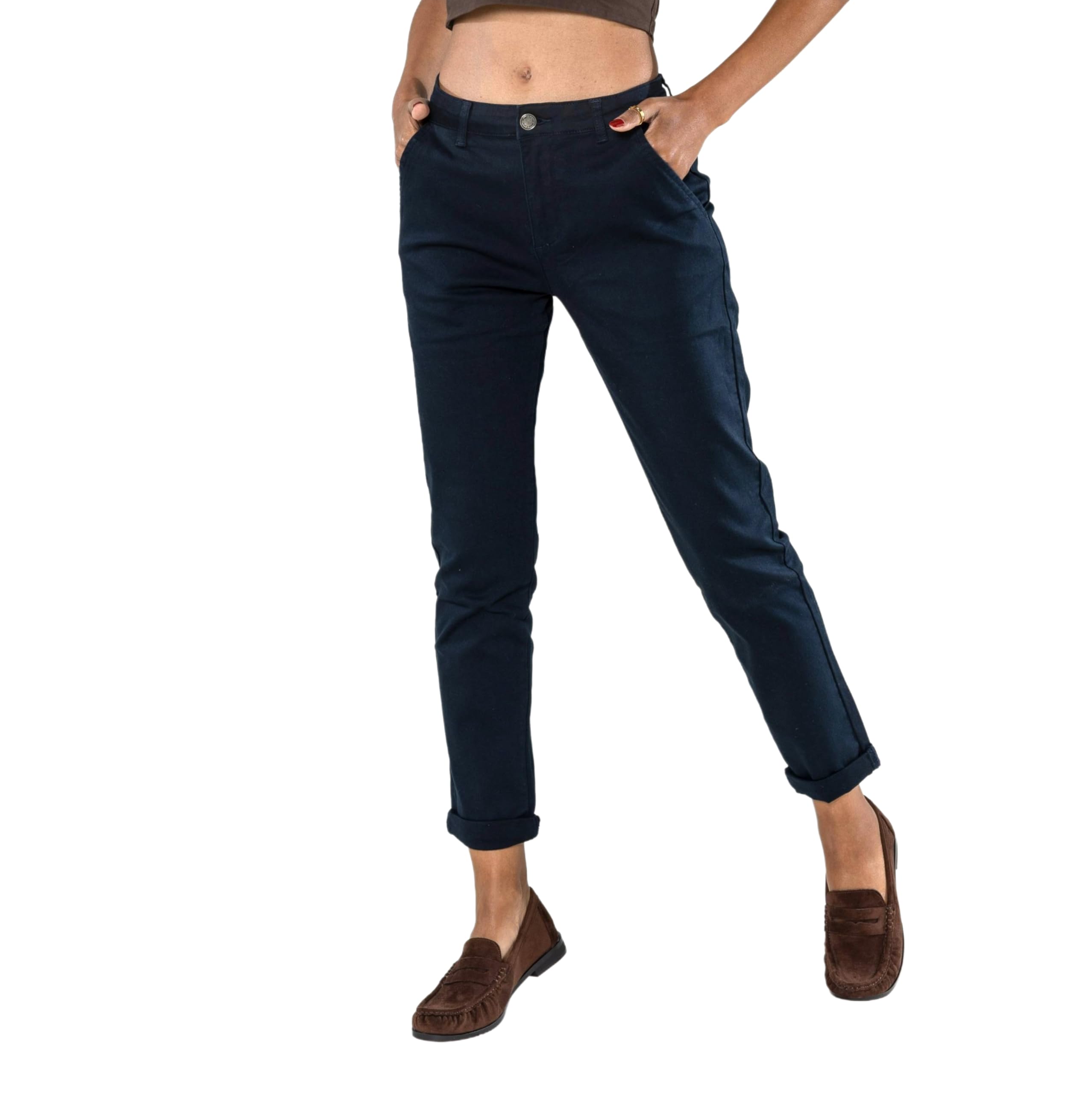 Nina Carter J250, pantaloni chino da donna, comodi, a vita media, slim fit, in cotone, elasticizzati, per tutti i giorni, per il tempo libero