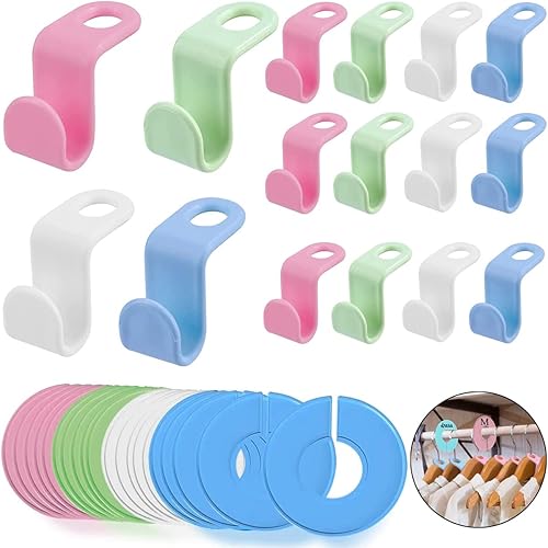 60 ganchos de conexión en cascada, ganchos de conexión en cascada para ahorrar espacio, ganchos de conexión en cascada, con 20 piezas divisores de