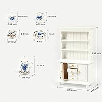 Vista 2 de SAMCAMI Juego de muebles de casa de muñecas en miniatura – Armarios de cocina y juego de té – Accesorios para casa de muñecas a escala 1 12