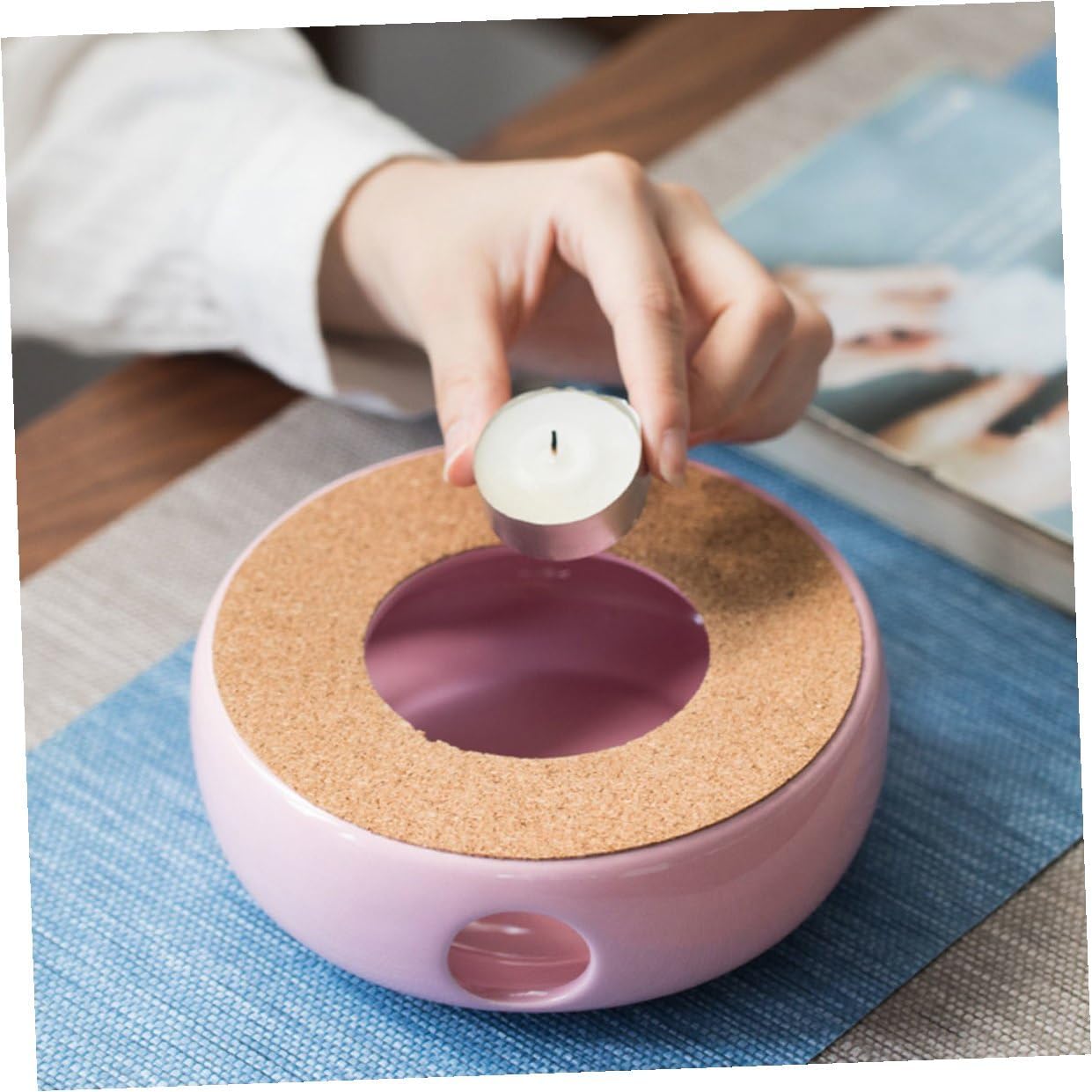 Ceramic Teapot Warmer with Ventilation Heat-Resistant Teapot Heater for Tea Milk Wine Multi-use Kitchen Gadget in Pink Purple