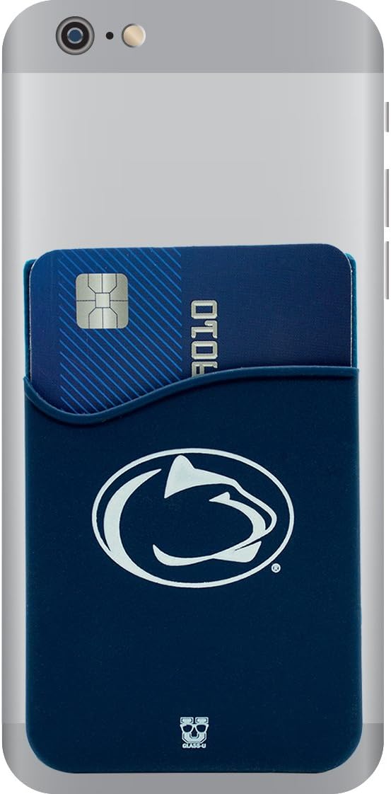 Penn State Nittany Lions Adhesive Silicone Cell Phone Wallet/Card Holder for iPhone, Android, Samsung Galaxy, & most Smartphones