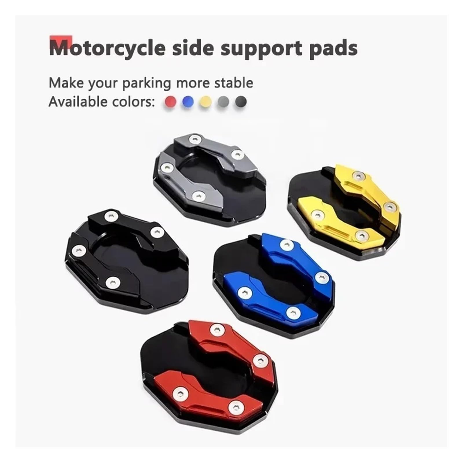 Béquille latérale de moto Pour scooter pour moto vélo accessoires Extension pied coussinet plaque de Support(Argent)