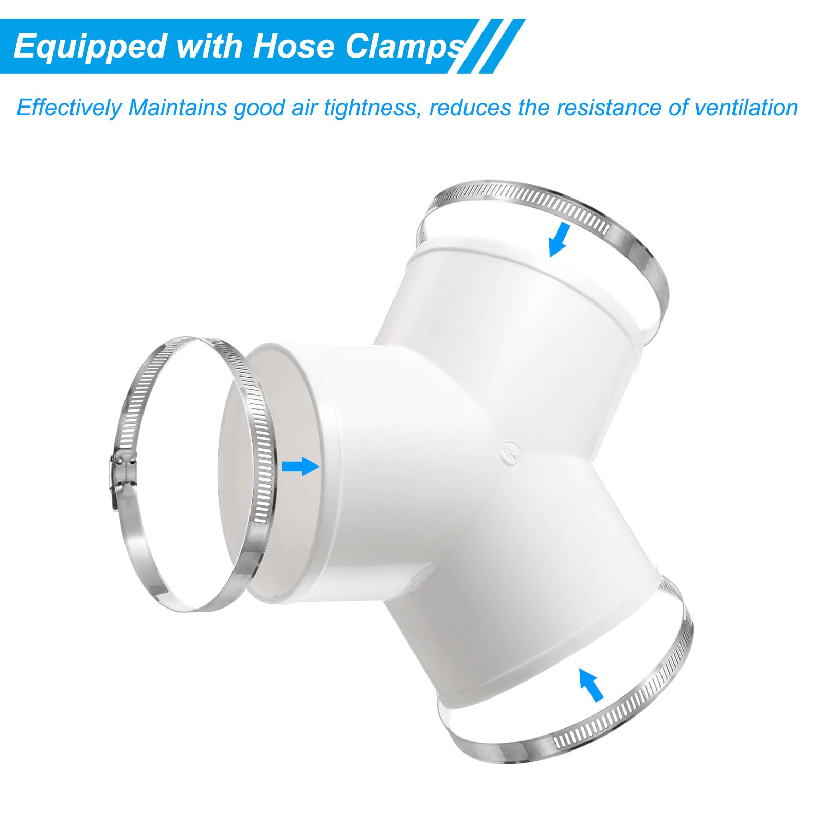 Conector de conducto de 3 vías de 4 pulgadas, divisor de conducto en forma de T de PVC de 90 grados, adaptador de tubo de escape de manguera de conducto de ventilación de aire, accesorio de recolec