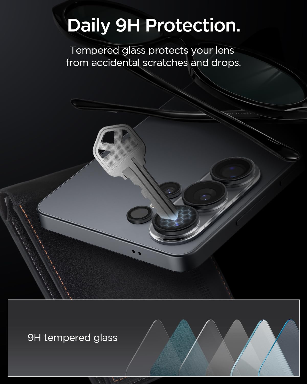 Spigen Glas.tR EZ Fit Optik Pro Protection Camera pour Galaxy S26 Ultra, Noir, 2 Pièces, Protection Individuelle, Kit d'installation Inclus