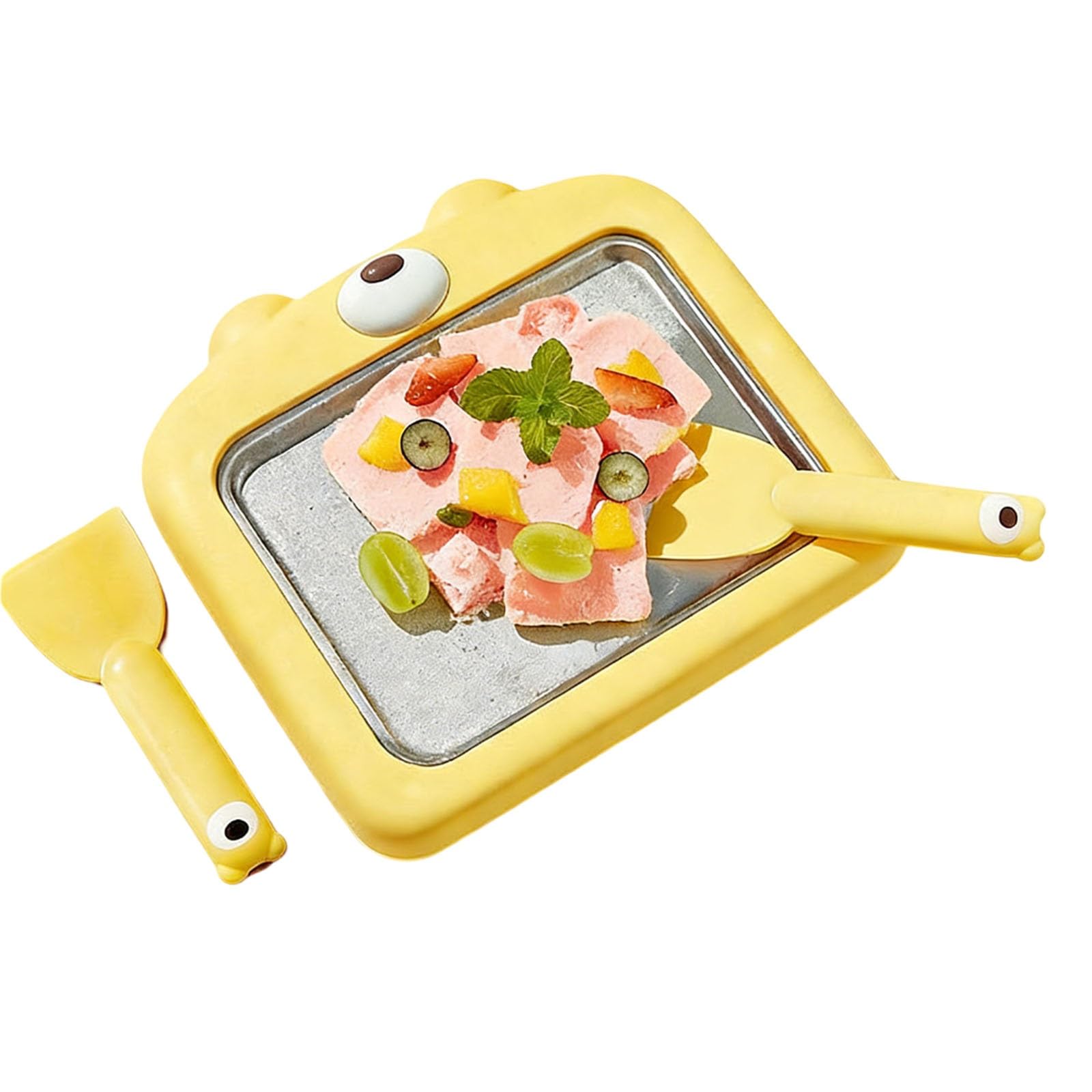 Máquina Para Hacer Helado Instantáneo, Placa De Acero Inoxidable Para Helado Enrollado Con 2 Espátulas Y Almohadillas Antideslizantes, Placa Para Preparar Yogur Helado Casero