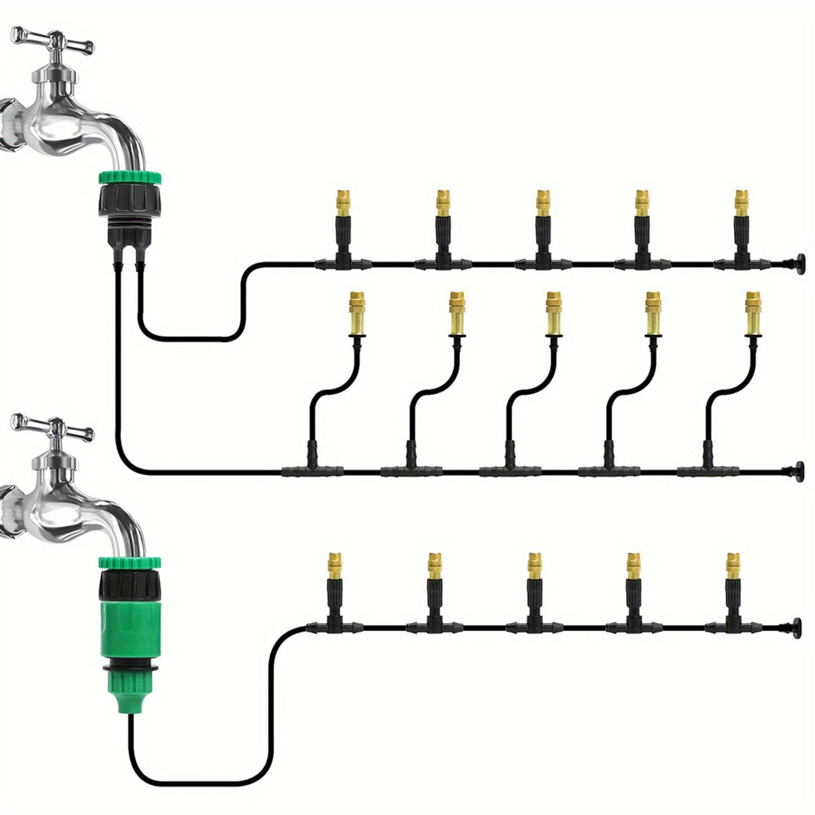 Système d'irrigation de jardin de 30 m - Système d'irrigation goutte à goutte - Avec buses de pulvérisation en cuivre de 4/7 mm - Pour pelouse, irrigation, refroidissement