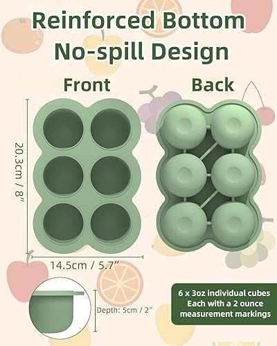 Miniatura 7 de Bandeja para congelador de alimentos para bebés con tapa, 6 moldes de silicona de 3 onzas para congelador, contenedor de almacenamiento para