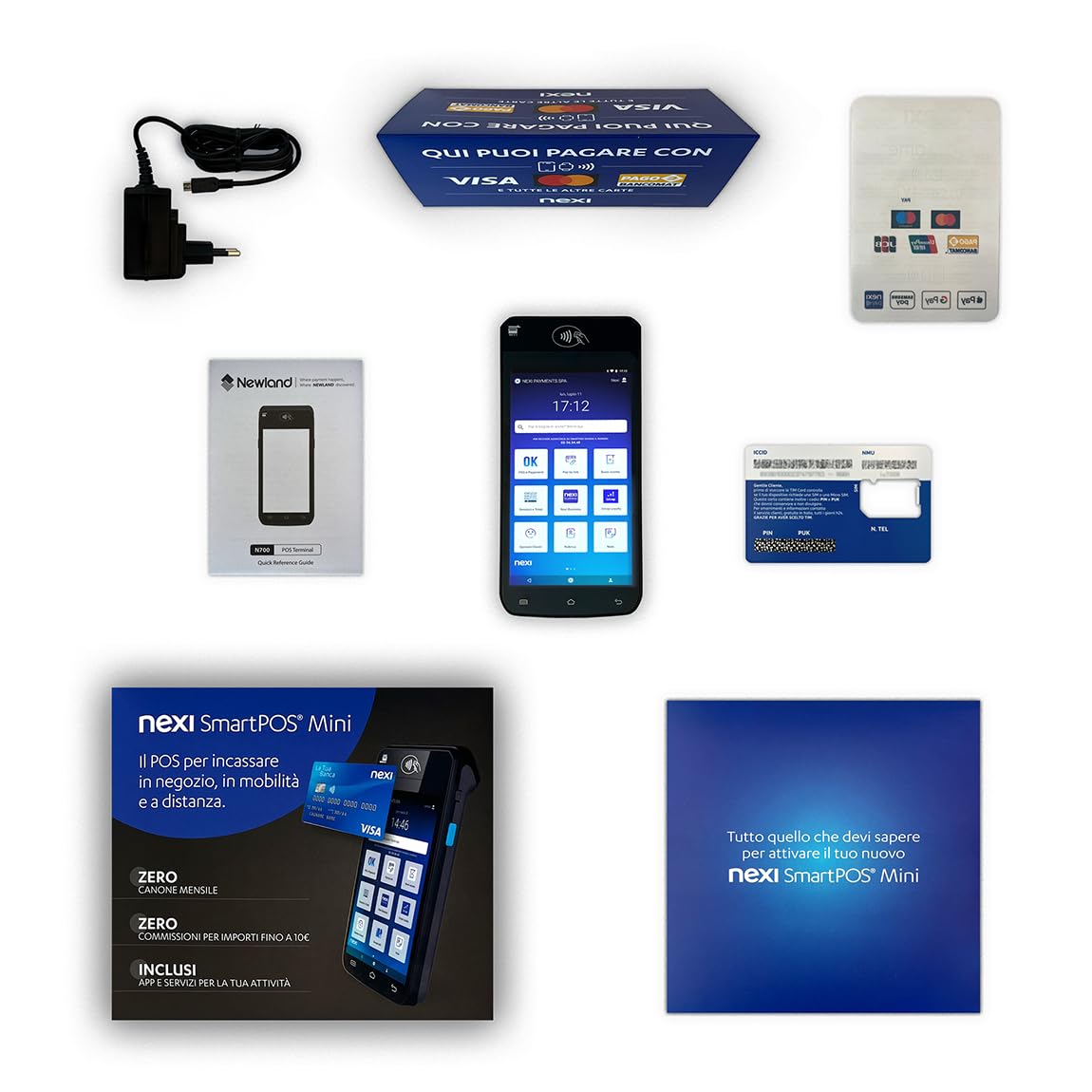 Nexi SmartPOS Mini a Canone Zero, Pos Portatile Contactless, Lettore Elettronico Portatile per Pagamenti con Bancomat, Carta di Credito, Prepagata, Apple Pay e Google Pay