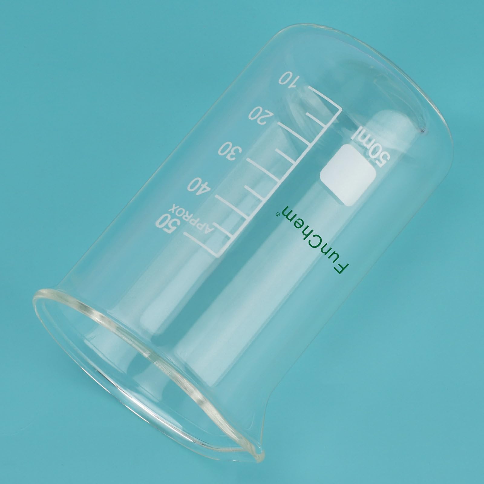 FunChem Lot de 1 gobelet en verre borosilicate gradué avec bec verseur 50 ml