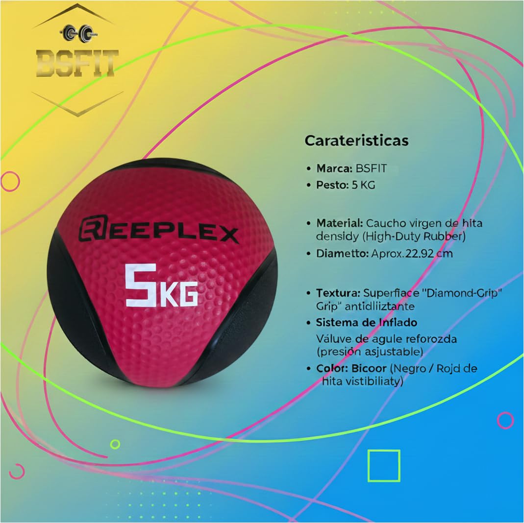 Slam Ball Rebote – de 1 kg a 10 kg Potencia Tus Rutinas con Este Balon Peso ReboteBalón Pro 3kg Balón Antideslizante para Levantamiento y balón Medicinal con Bote
