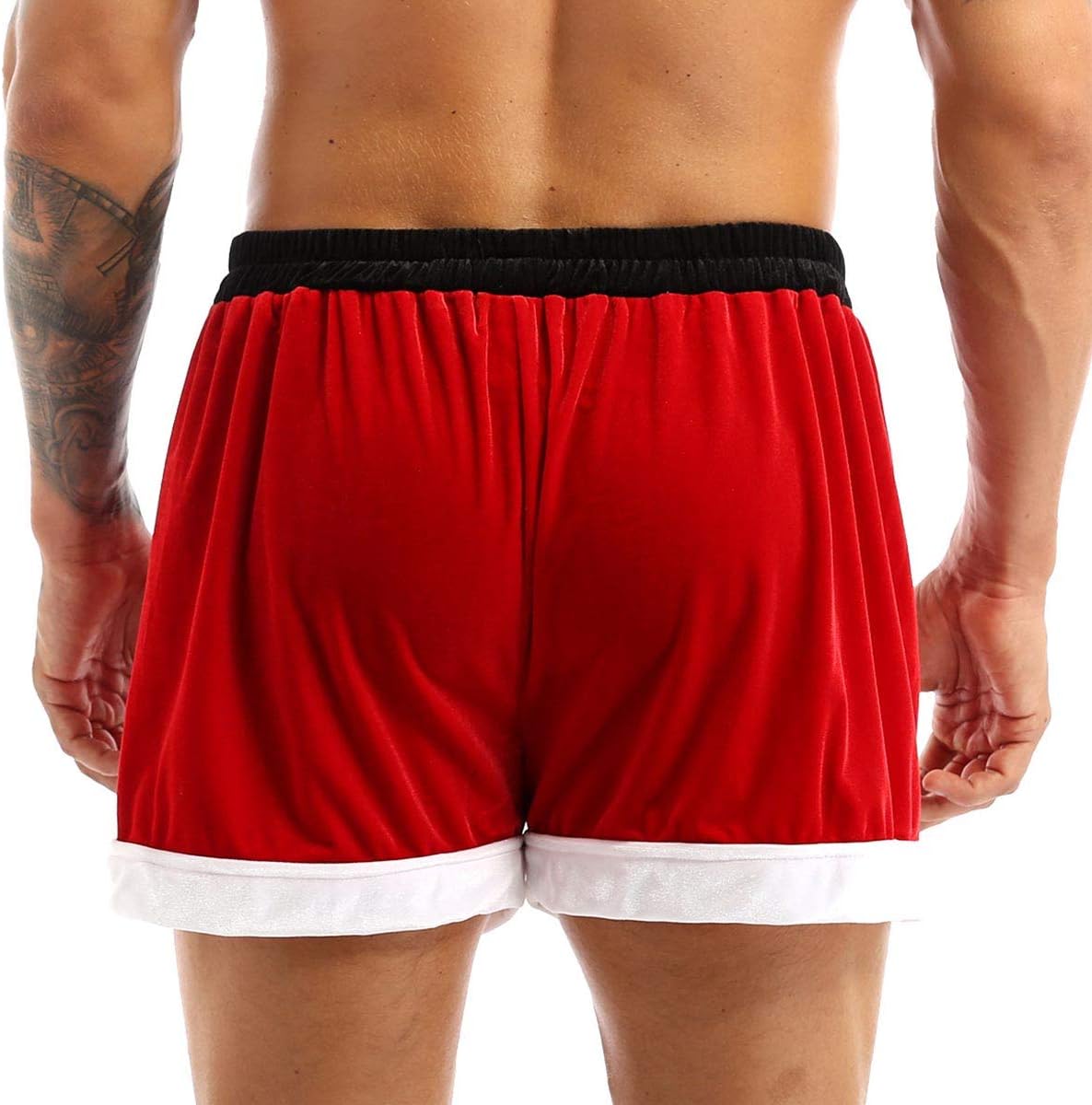 Men's Soft Velvet Boxer Shorts Santa Claus Micro Bulge Pouch Briefs Underpants Cosplay Boyshorts