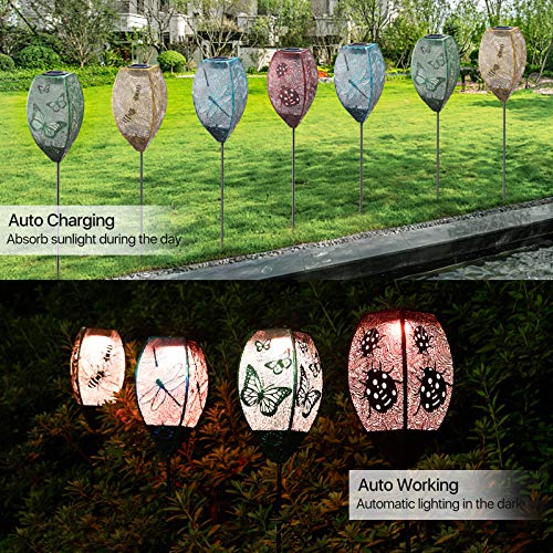 Kircust Solar Pathway Lights Outdoor, Garden Solar Decorative Stakes Lights with 5 Color, Metal Waterproof Solar Landscape Path Lighting for Patio, Lawn, Walkway and Yard Decor (4-Pack) - Thumbnail 4