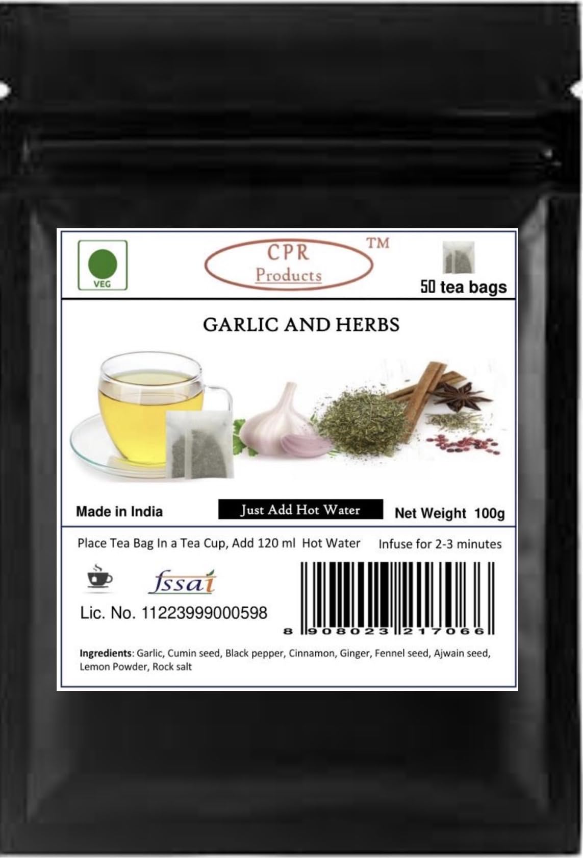 9T Garlic Detox Tea, 50 Tea Bag, 100 Grams, For Healthy Lifestyle Habits, CPR FOOD AND BEVERAGE LLP
