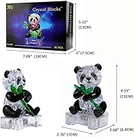 Vista 6 de Coolplay Rompecabezas de cristal 3D, regalos de panda, juguetes de escritorio con base iluminada, 58 piezas
