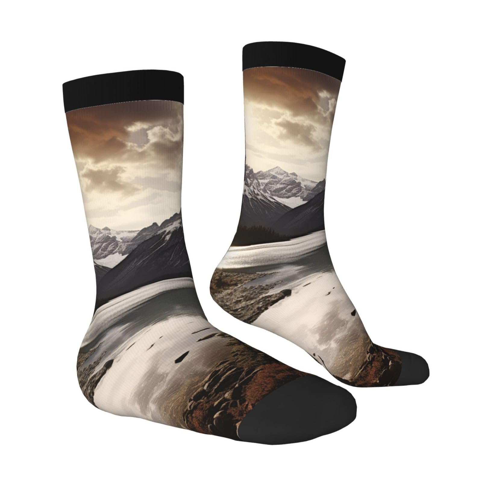 LZQPOEAS Landscape Athletic Socks Unisex Cushioned Crew Socks Hiking Running Calf Sock Soft Above Ankle Sock