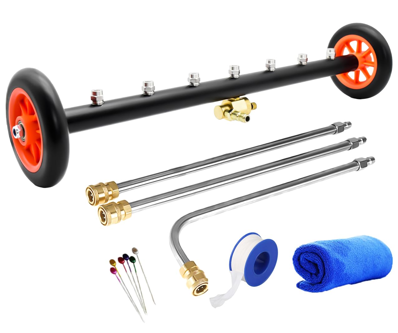 iMeshbean Dual-Function Water Broom Undercarriage Pressure Washer Surface Cleaner 24 inch 4000 PSI Power Washer Underbody Car Washer with 7 Nozzles and 3 Extension Wand (24 INCH)