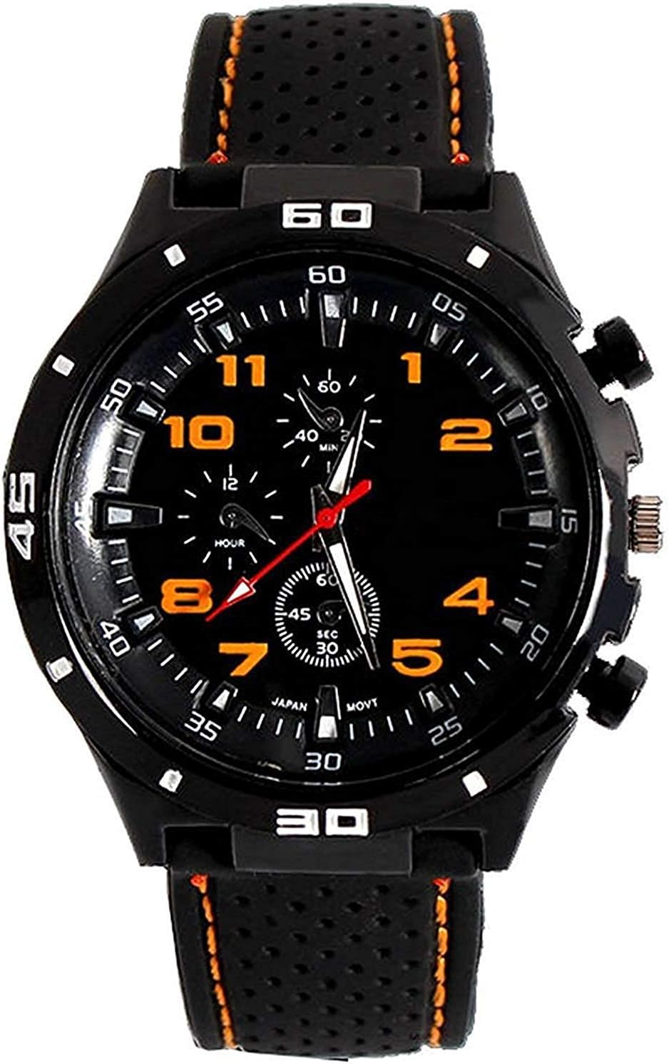 LsvtrUS Men's GT Racer Sport Watch Military Pilot Aviator Army Style Black Silicone Mens Watch