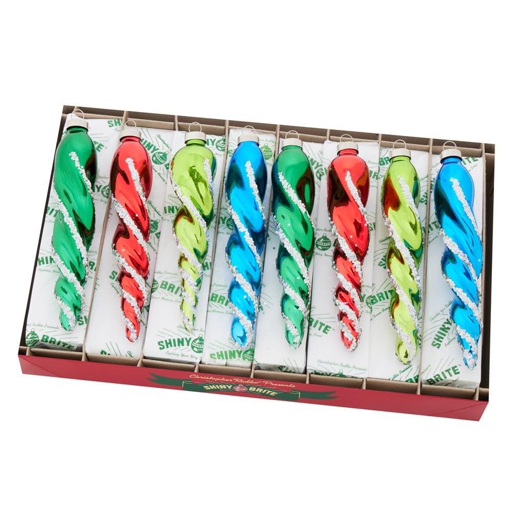 Shiny Brite Holiday Splendor 8 Count 6" Glass Icicles