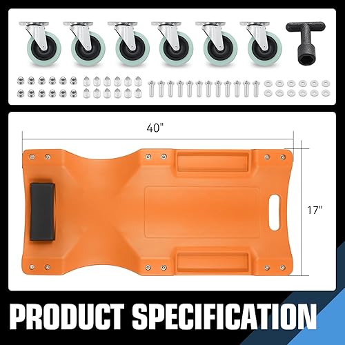 Miniatura 67 de DNA MOTORING Enredadera de plástico de perfil bajo de 40 pulgadas con reposacabezas acolchado, bandejas de herramientas y 6 ruedas, verde