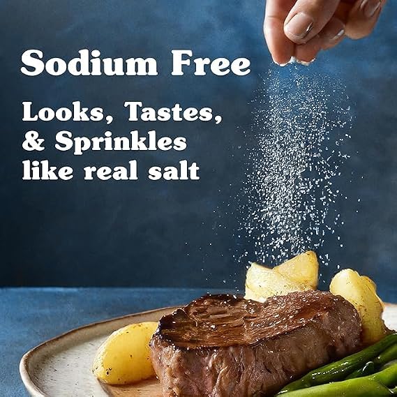 Nu Salt Sodium-Free Salt Substitute, Contains Potassium Chloride, Table Salt Alternative, Vegan, Good For Chips, Pretzels, French Fries, Popcorn Seasoning, 3oz Shaker Bottle (Pack of 6).