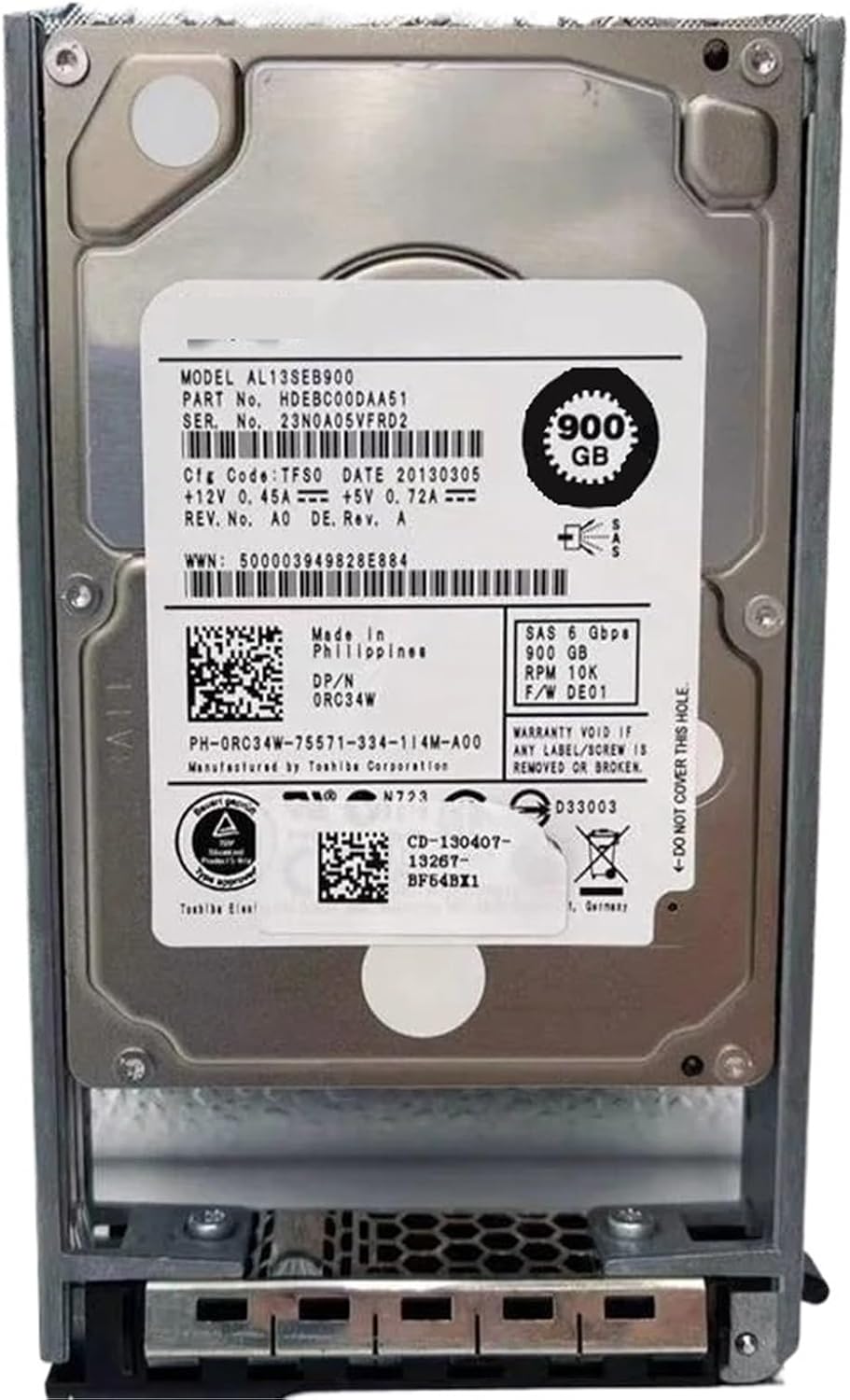 2.5' RC34W 900G Hard Disk 10K 2.5 64M AL13SEB900 0RC34W HDD for R620 R720 R820(with Caddy)