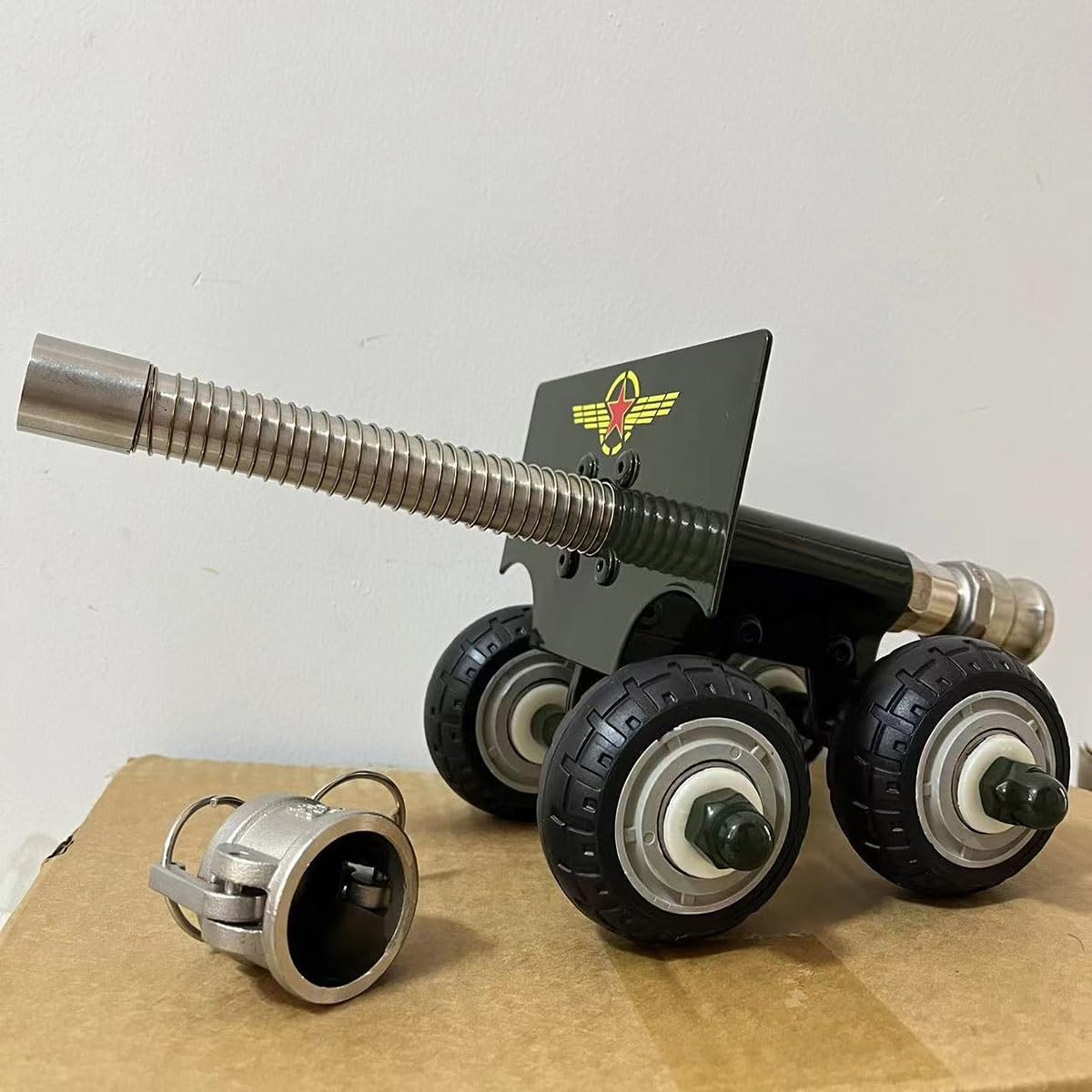 Cannone In Acciaio Inox Per Petardi | Modello Mini | Con Ruote | Collezione Militare | Decorazione - Foto 9