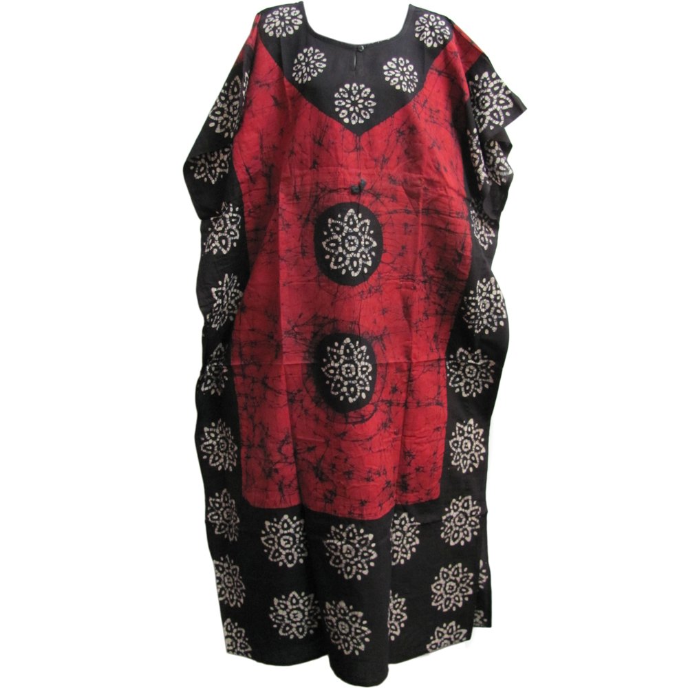 Indian Cotton Batik Paisley Floral Bohemian Long Caftan/Kaftan Dress No7