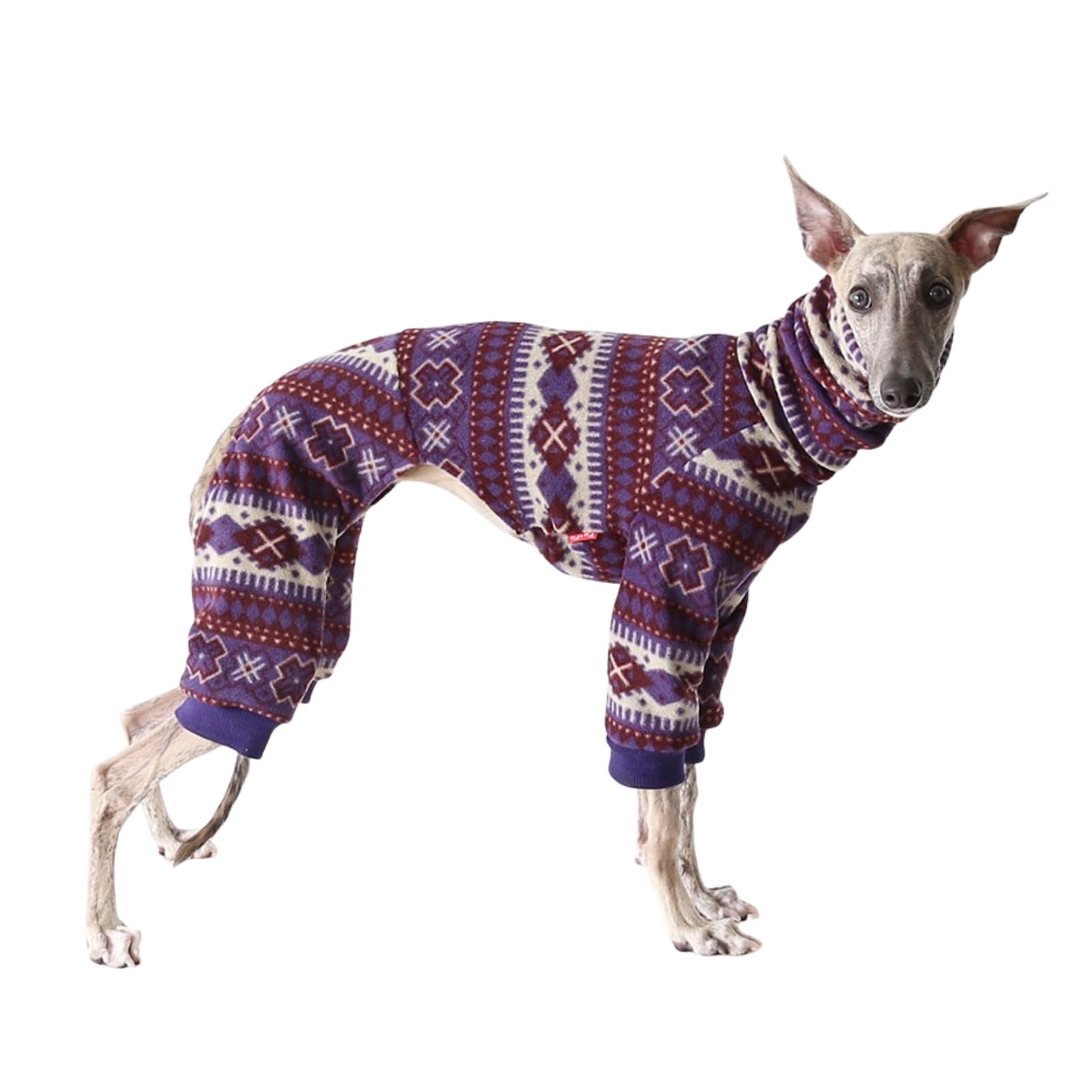 Winter Dog Pajamas, Italian Greyhound Jumper,Whippet Clothes with legs,Fleece Warm Turtleneck Dogs Pullover Jumpsuit Pet Apparel (Purple, XL)