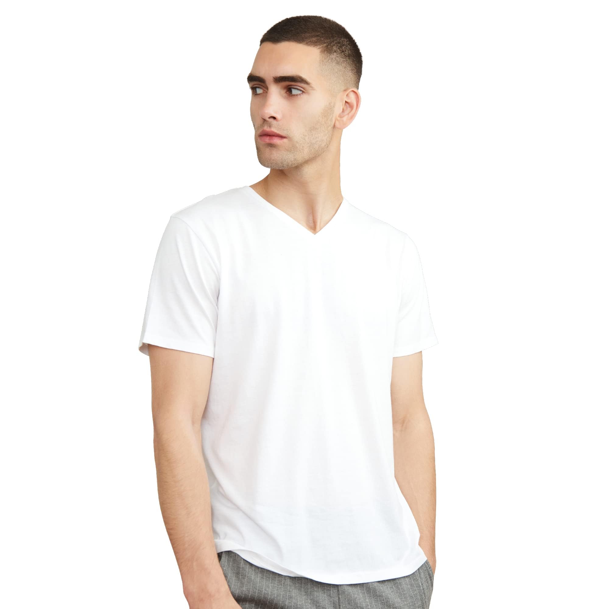 DANISH ENDURANCE Camisetas Manga Corta Hombre Algodón Orgánico - 1 Pack, Cuello Redondo o Cuello en V - Camiseta Hombre Ropa Hombre Estilo Casual y Confortable