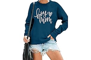 Women's Mom With Heart Graphic Autumn Lightweight Sweatshirt