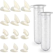 Zhanmai 12 Pairs Vampire Teeth Costume 4 Size Fake Fangs with 2 Tooth Pellets for Cosplay Props Halloween Party Accessories Masquerade Dentures Makeup Dress up Favors