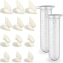 Zhanmai 12 Paires Costume de Dents de Vampire 4 Tailles Crocs Dents Fausses avec 2 Granules de Dents pour Accessoires de Fête de Cosplay Faveurs de Crocs de Fête d’Halloween