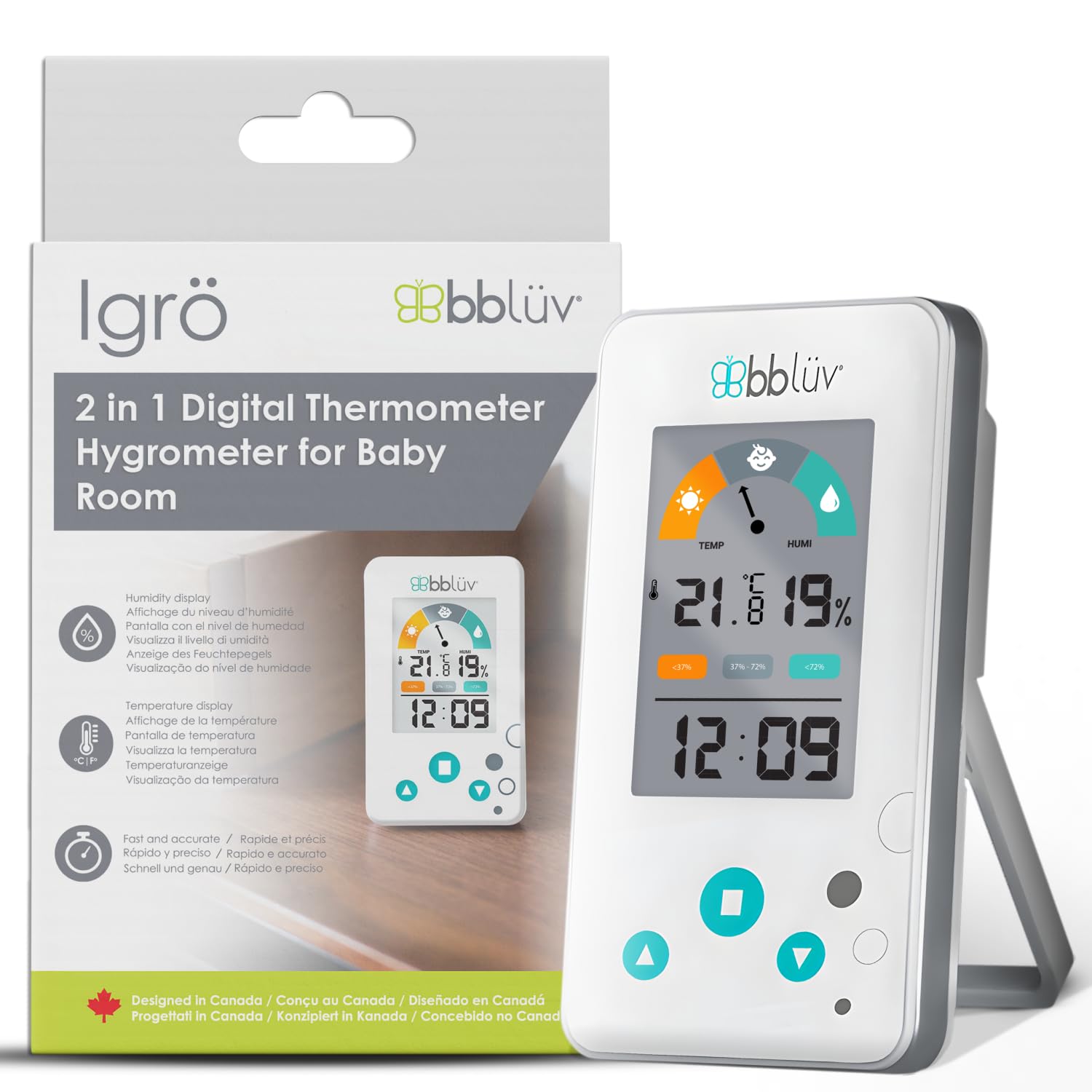 ARCELI 2-in-1 Digital LCD Built-in Thermometer Hygrometer with External for Reptile Incubator Aquarium Poultry - Black