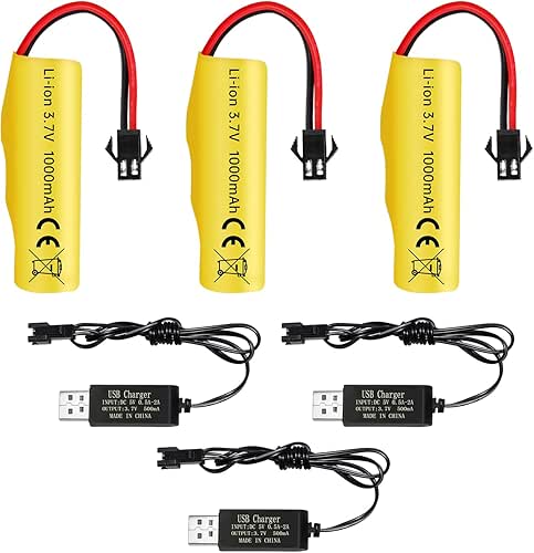 3PCS 3.7V 1000mAh Lithium Battery with USB Charging Cable for