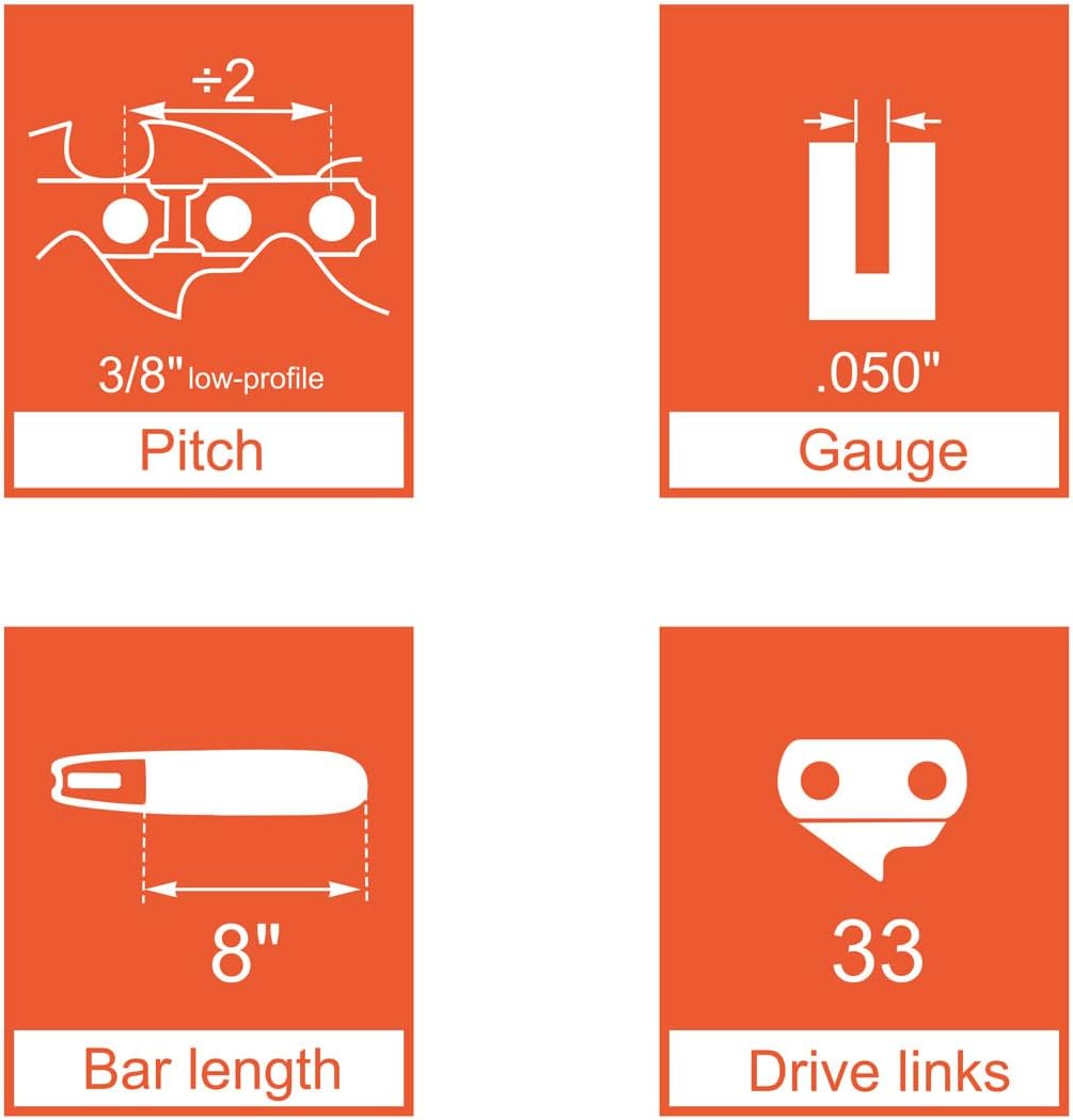 Hipa 8" Pole Saw Chain compatible with Harbor Fregitht 68862 63190 62896 Remington RM4050 RM4050B Sun Joe SWJ800E SWJ802E SWJ806E Earthwise CCS30008 CPS40108 CVP41810 LPS40208 LPS4210 91PXL033G 3Pack : Patio, Lawn & Garden