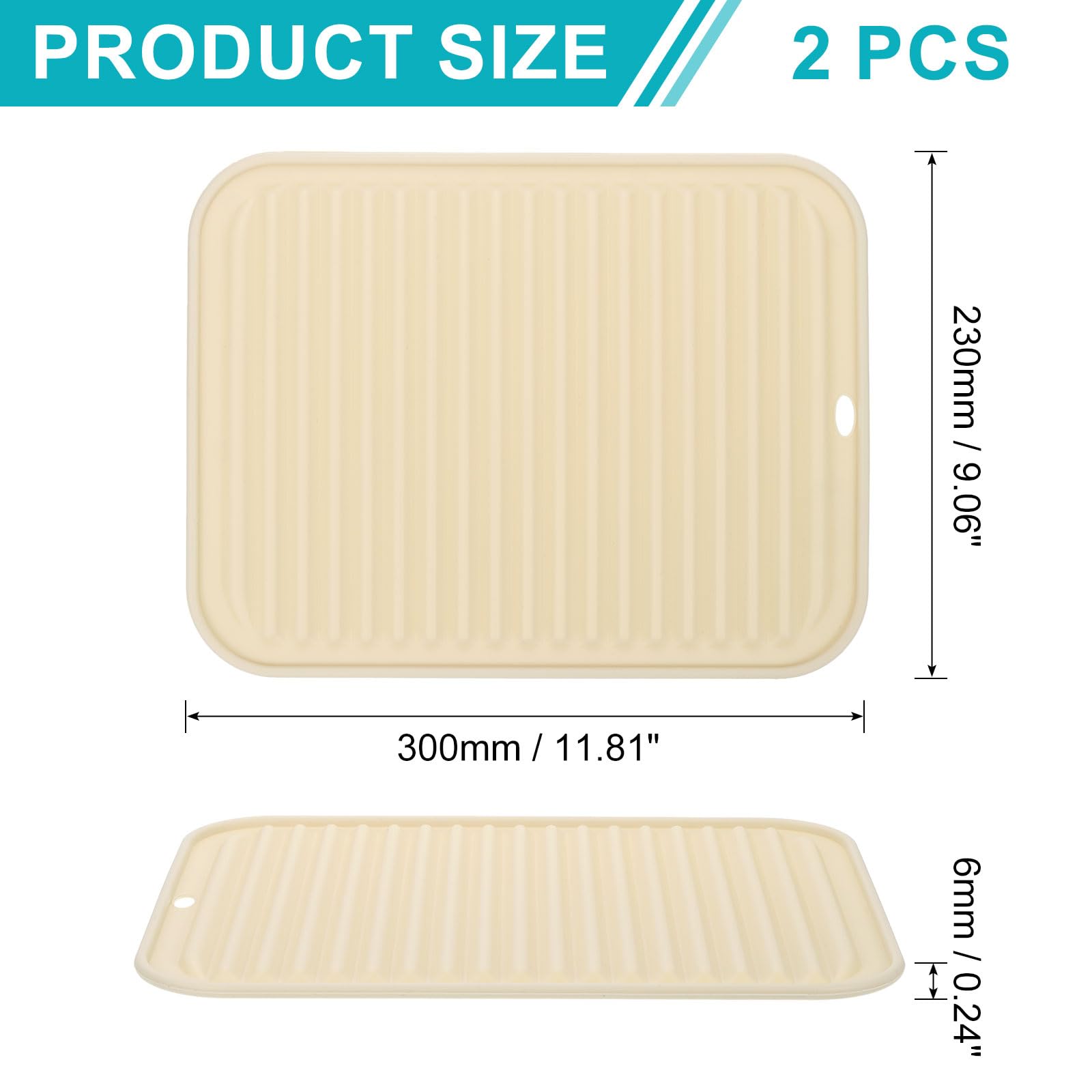 Sourcing Map Set Di 2 Tappetini In Silicone Per Cucina | 30,5x22,9 Cm, Riutilizzabili, Resistenti Al Calore (230°C) | Antiscivolo Per Asciugatura Piatti O Sottopentola | Nero E Verde