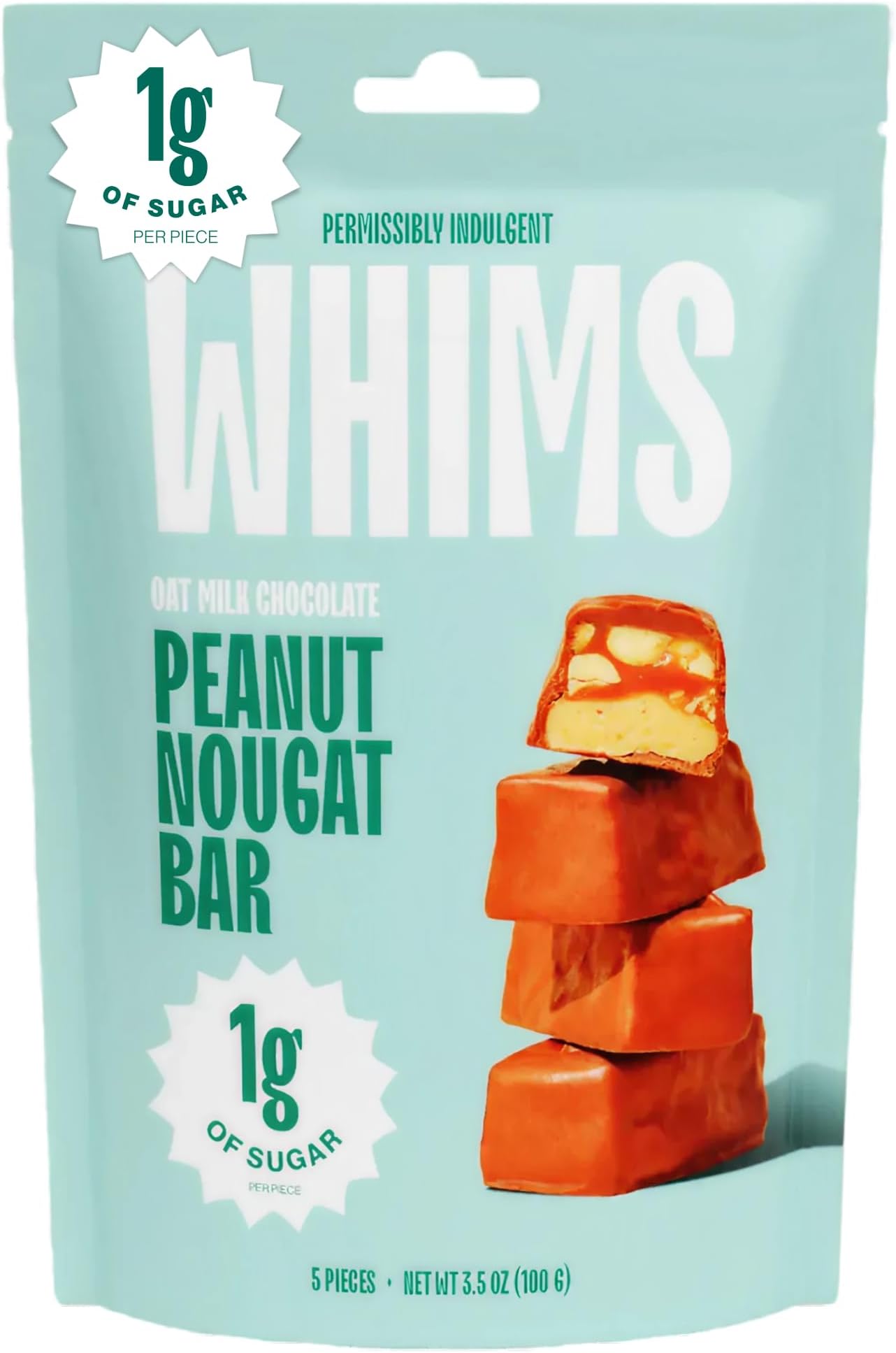 Oat Milk Chocolate Peanut Nougat Bar – Clean Ingredients, Naturally Sweetened with Monk Fruit, No Sugar Alcohols – 1 Bag