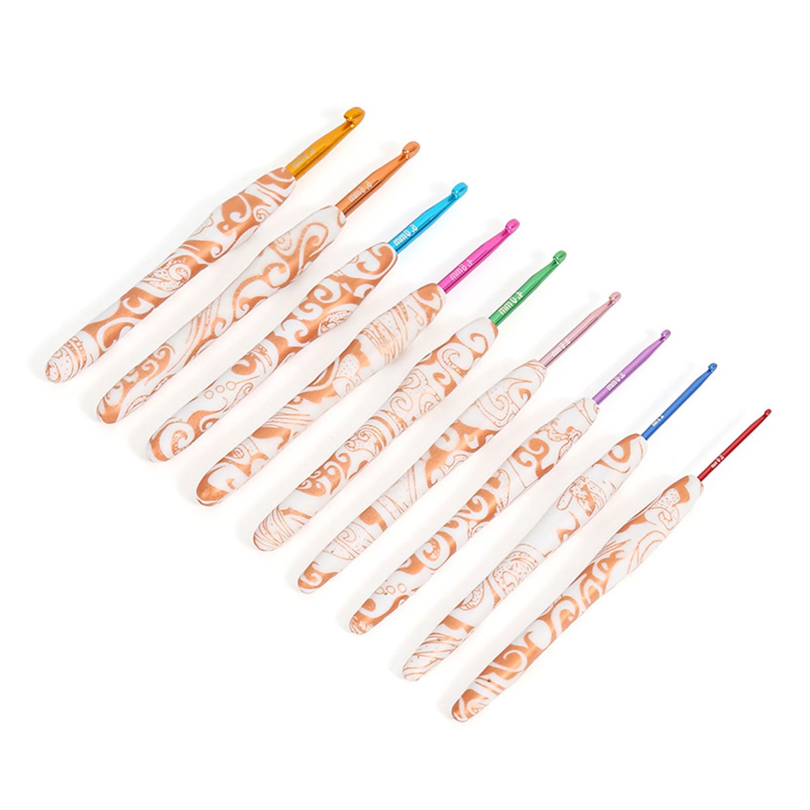 9Pcs Professional Ergonomic Handle Crochet Hook 2mm-6mm Ergonomic Crochet Hook Set Needle for Beginner Beginner