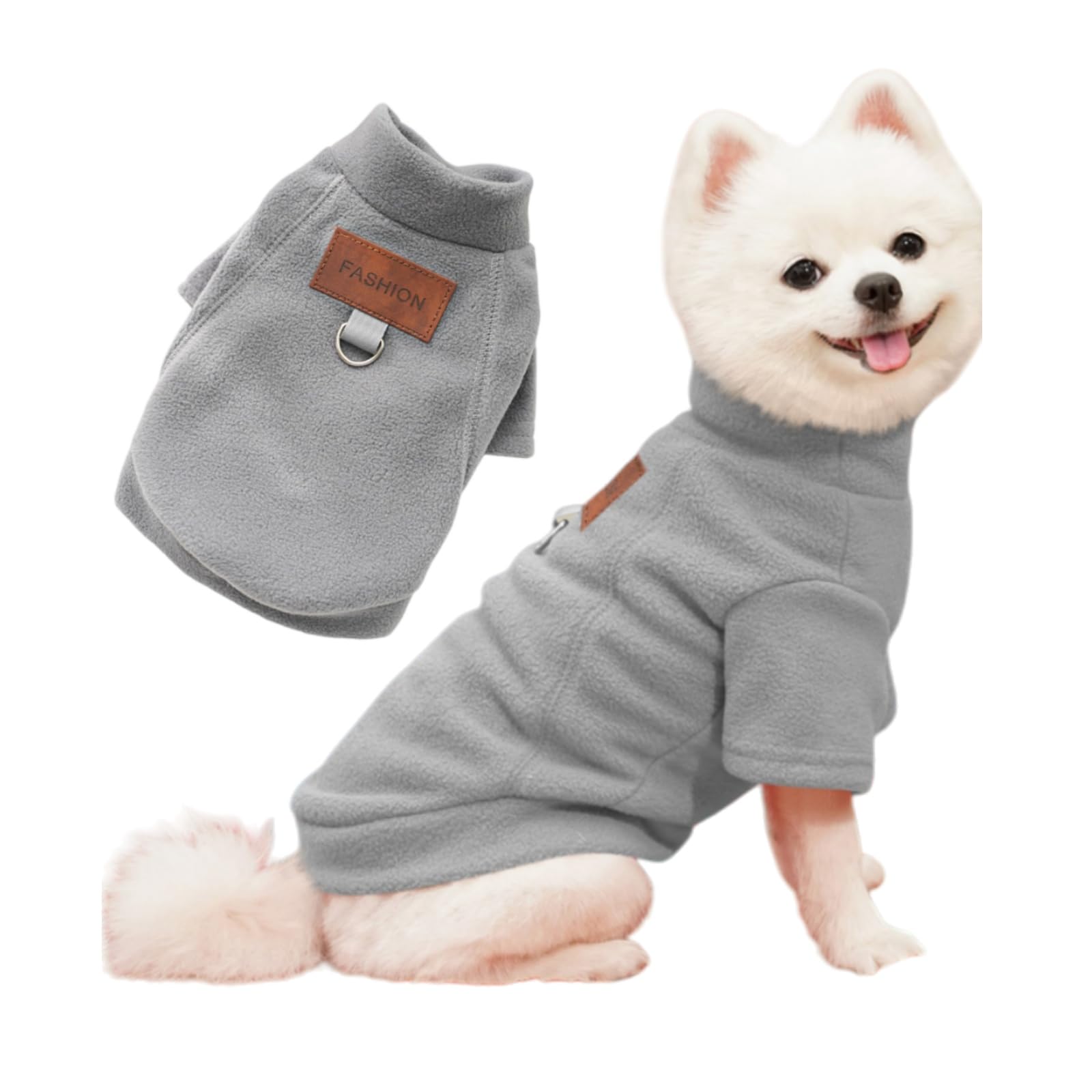 Dog Jumper Dog-Hoodie Puppy Fleece Sweatshirts with Leash Ring, Chihuahua Clothes, Warm & Lightweight Pullover for Small Medium Pets - Cozy Fall/Winter/Spring Pet Jacket (Gray,XS)