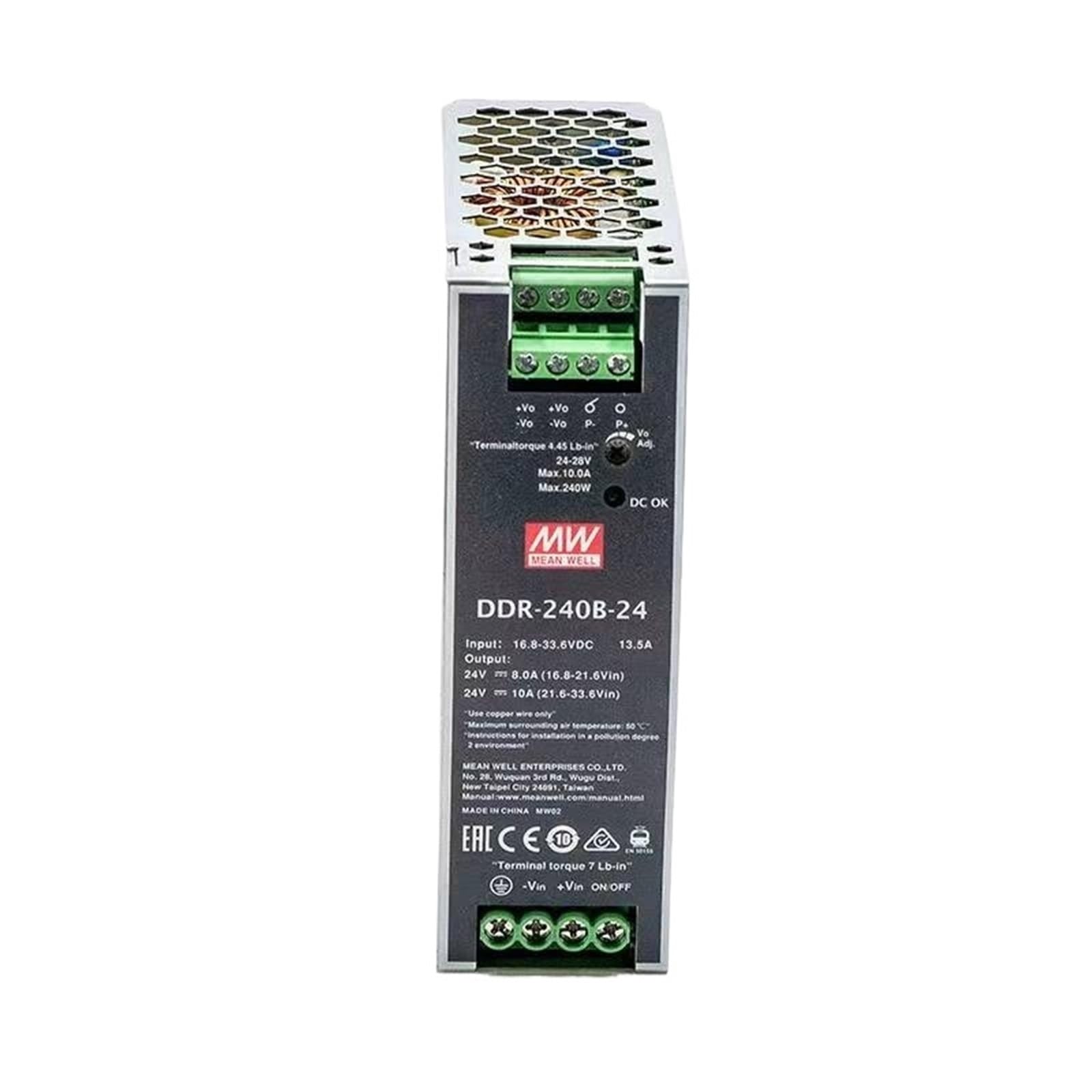Convertisseur CC-CC DDR-240B-24 protège vos automates industriels 24V 10A rail DIN 240W