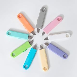 Mini Retractable Utility Knife U-shaped Box Cutters Plastic Letter Opener for Box Letter Envelope cutter package opener tool Carton Portable Cutter, 9 Colors Courier knives pocket knife