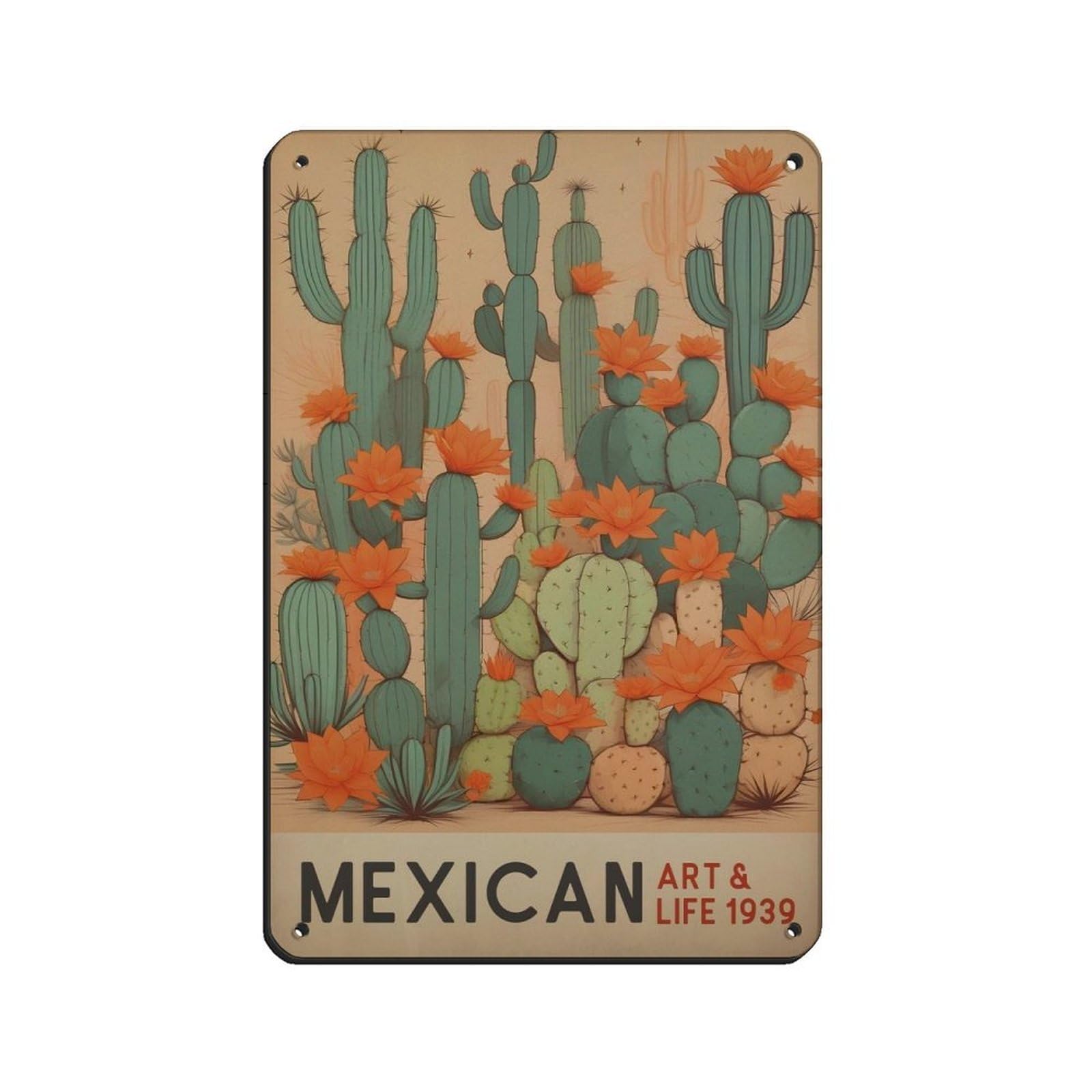 Mexican Life Culture Exhibition Poster (2) Retro Poster Metal Tin Sign Chic Art Retro Iron Painting Bar People Cave Cafe Family Garage Poster Wall Decoration 8x12inch(20x30cm)