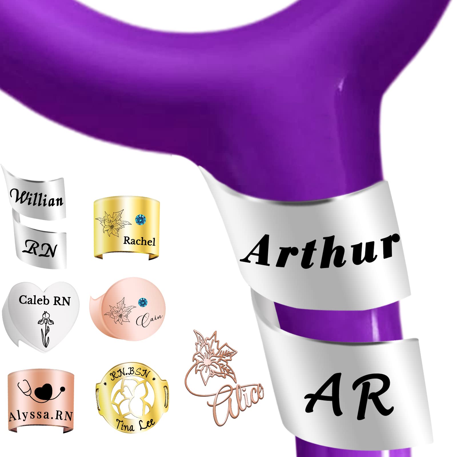 Stethoscope Name Tag Personalised Stethoscope ID Charm Accessories for Nurses Doctor Customised Engraved Name Badge with Birth Flower Nurses Week Gift