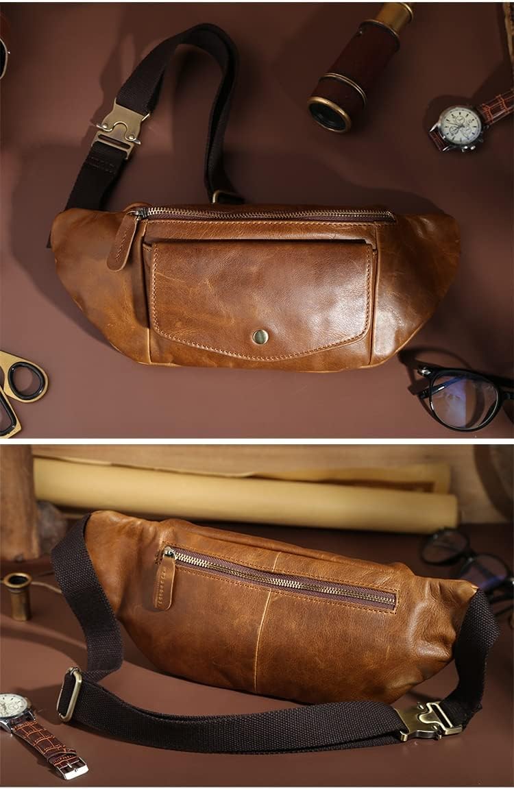 Leder-Gürteltasche für Herren, Retro-Gürteltasche, Hüfttasche, Hüfttasche, wasserdichte Bauchtasche, Hüfttasche, Gürteltasche für Wandern, Reisen, Laufen, B