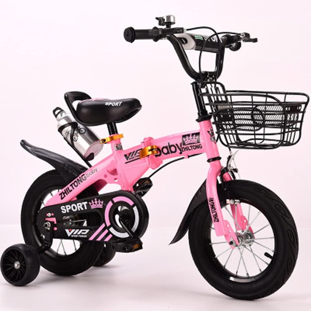 子ども用自転車 男の子の女の子の子供の自転車bmxフリースタイル自転車の子供自転車のトレーニングホイールスタビリザー バスケットと水のボトルの3 6歳の 子供 Size 14in Color ピンク 割引も実施中