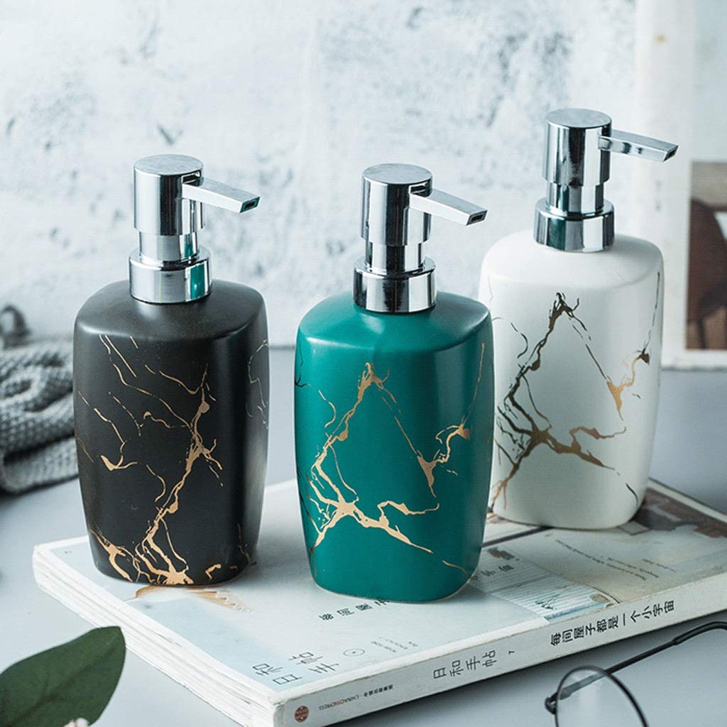 Dozownik do mydła matowego, dozownik do czarnego balsamu z lustrem pompka do mydła marmurkowe pojemniki na płyn do kuchni łazienka 350 ML / 11,8 uncji dozowniki mydła