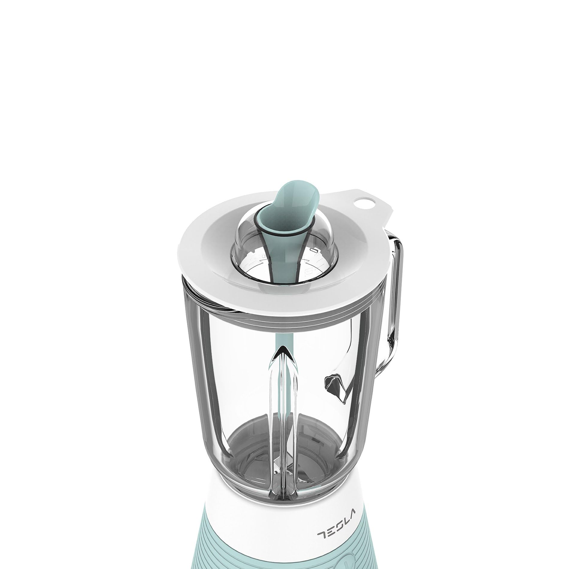 TESLA BL510BWL Blender (500W, szkło, pojemność szkła 1,5L, 4 ostrza ze stali nierdzewnej, 1 poziom prędkości, system nawijania kabli, powłoka silikonowa) Niebiesko-biały